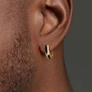 Stoned Hoop Fashion Earrings Sterling Silver 14K Gold/White Gold Black Plating